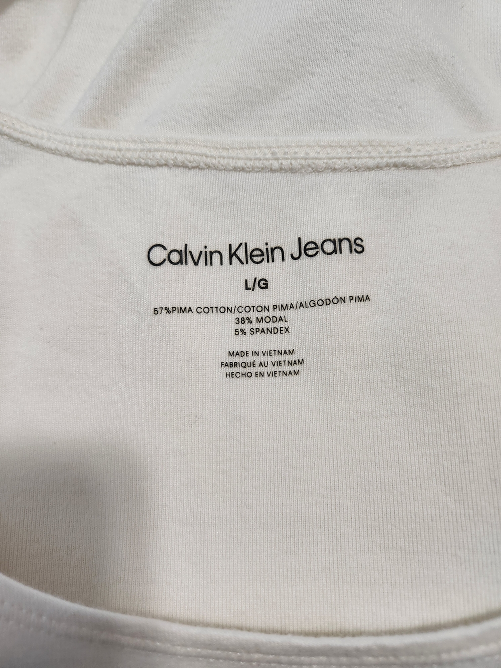Calvin Klein Jeans Women's Cream Pima Cotton Bodysuit